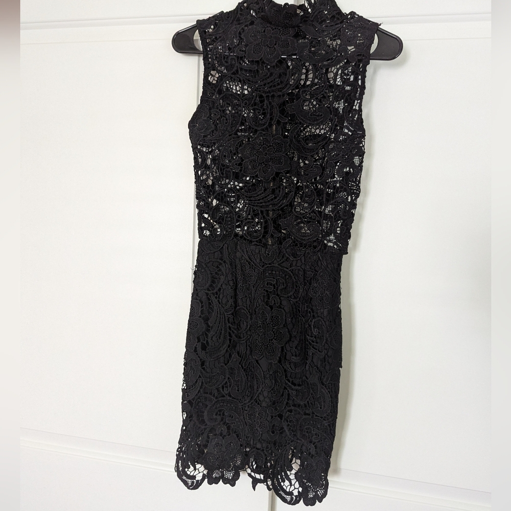 Black Crochet Lace Cocktail Dress